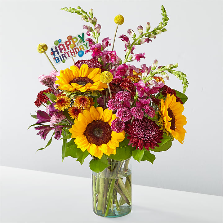product image for Pop of Whimsy Bouquet & Happy Birthday Topper