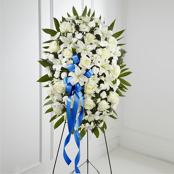 product image for Exquisite Tribute Standing Spray-Blue Ribbon